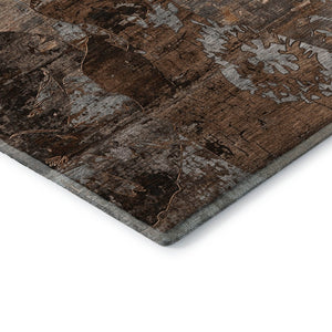 HomeRoots 8' X 10' Abstract Terra Cotta and Gray Washable Area Rug - Stain Resistant, UV Protected, Modern Design! 648884