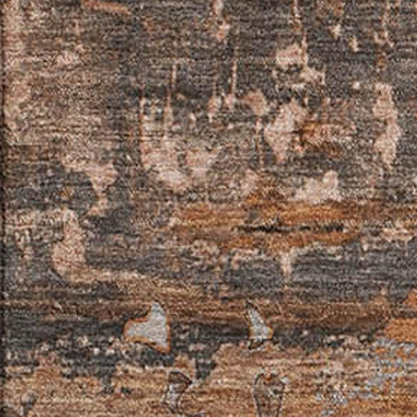 HomeRoots 8' X 10' Abstract Terra Cotta and Gray Washable Area Rug - Stain Resistant, UV Protected, Modern Design! 648884