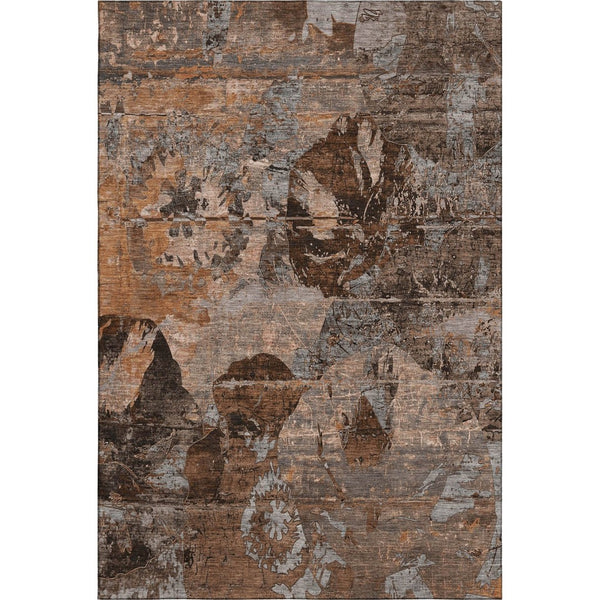 HomeRoots 10' X 14' Terra Cotta and Gray Abstract Area Rug - Washable, UV Protected, Durable & Stylish Decor 648886
