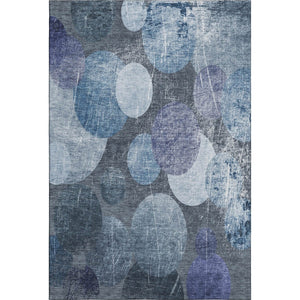 HomeRoots 10' Blue and Ivory Abstract Washable Area Rug with UV Protection for High-Traffic Spaces & Kids 648892