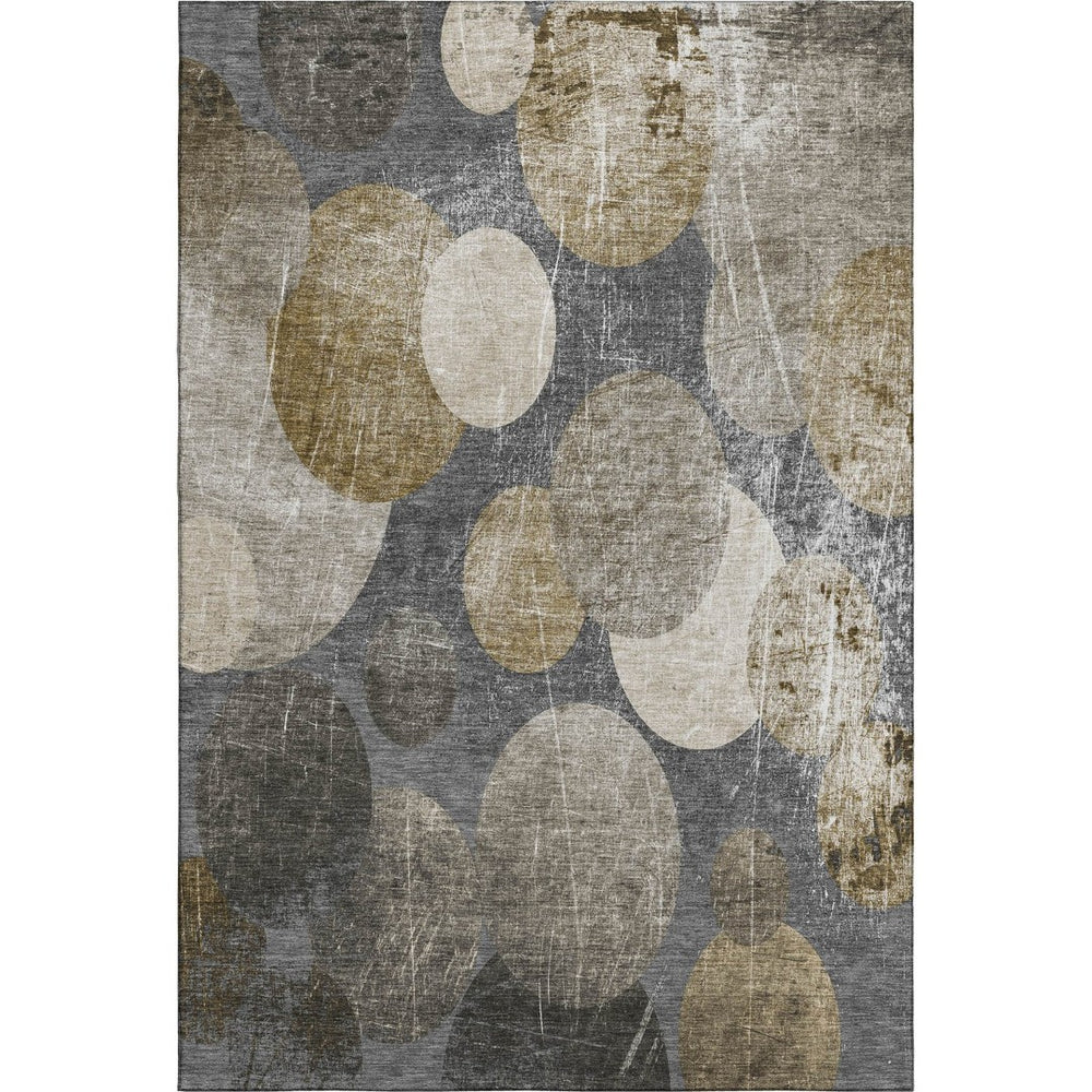 HomeRoots 5' X 8' Brown and Ivory Abstract Area Rug – Washable, Durable, UV Protected for Modern Homes 648894