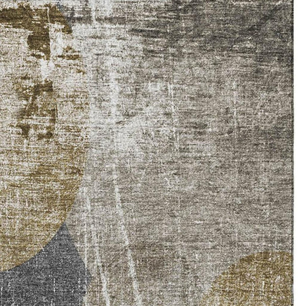HomeRoots 5' X 8' Brown and Ivory Abstract Area Rug – Washable, Durable, UV Protected for Modern Homes 648894