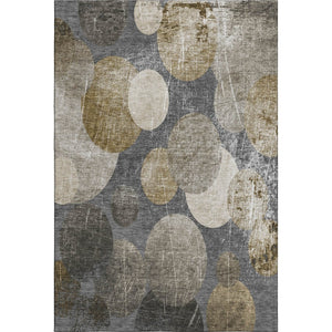 HomeRoots 9' X 12' Washable Brown & Ivory Abstract Area Rug with UV Protection for High-Traffic Areas 648897