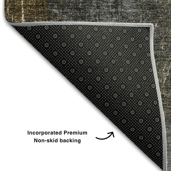 HomeRoots 9' X 12' Washable Brown & Ivory Abstract Area Rug with UV Protection for High-Traffic Areas 648897