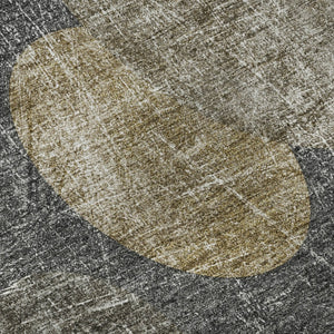 HomeRoots 9' X 12' Washable Brown & Ivory Abstract Area Rug with UV Protection for High-Traffic Areas 648897