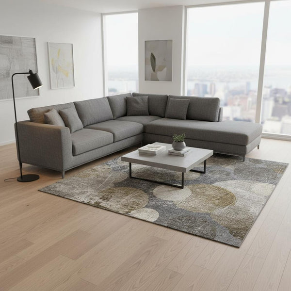 HomeRoots 9' X 12' Washable Brown & Ivory Abstract Area Rug with UV Protection for High-Traffic Areas 648897