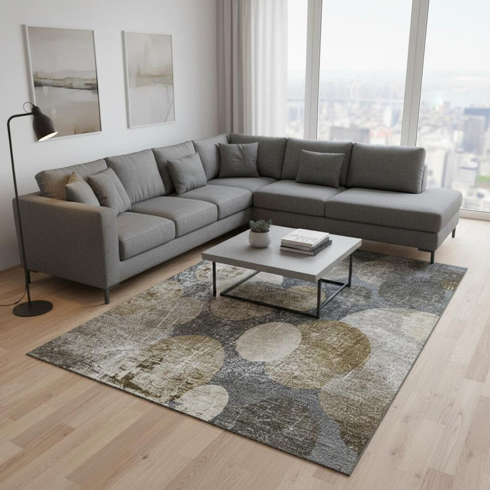 HomeRoots 10' X 14' Brown And Ivory Abstract Area Rug - Stylish, Washable, UV-Protected for Modern Homes 648898