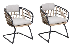 English Elm Wicker Outdoor Dining Chairs Set of 2 with Synthetic Rattan and Resort Style Appeal W3990P421170