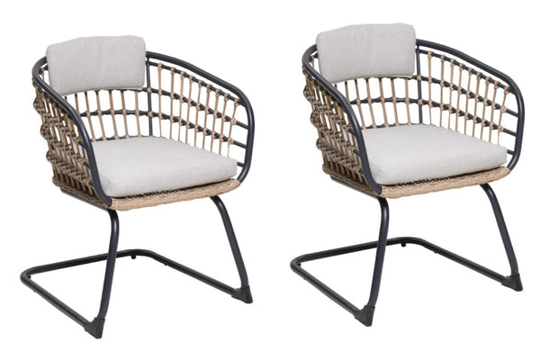 English Elm Wicker Outdoor Dining Chairs Set of 2 with Synthetic Rattan and Resort Style Appeal W3990P421170
