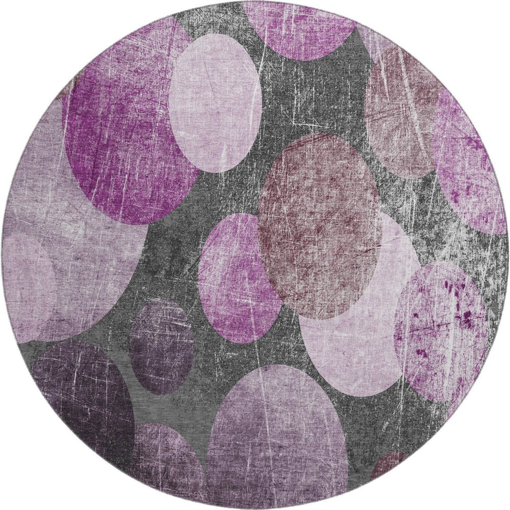 HomeRoots 8' Cabernet and Ivory Contemporary Abstract Round Rug – Washable, UV-Protected, Durable Design 648901