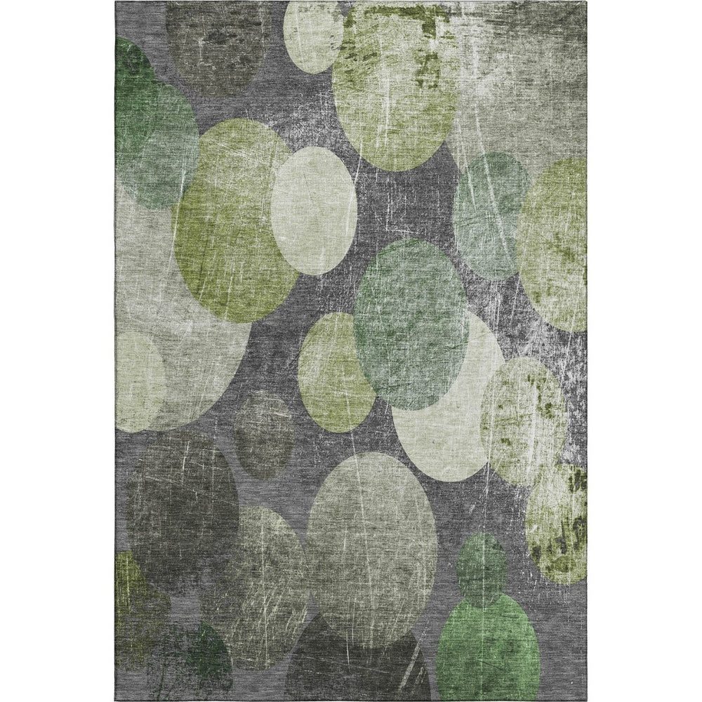 HomeRoots 10' X 14' Green Ivory Gray Abstract Area Rug – Washable, UV Protected, Durable for Family Spaces 648910