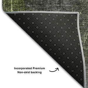 HomeRoots 10' X 14' Green Ivory Gray Abstract Area Rug – Washable, UV Protected, Durable for Family Spaces 648910