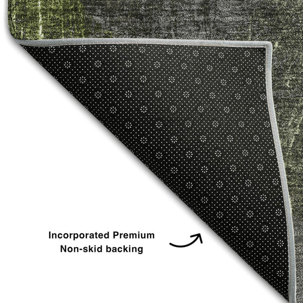 HomeRoots 10' X 14' Green Ivory Gray Abstract Area Rug – Washable, UV Protected, Durable for Family Spaces 648910