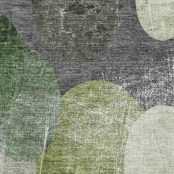 HomeRoots 10' X 14' Green Ivory Gray Abstract Area Rug – Washable, UV Protected, Durable for Family Spaces 648910