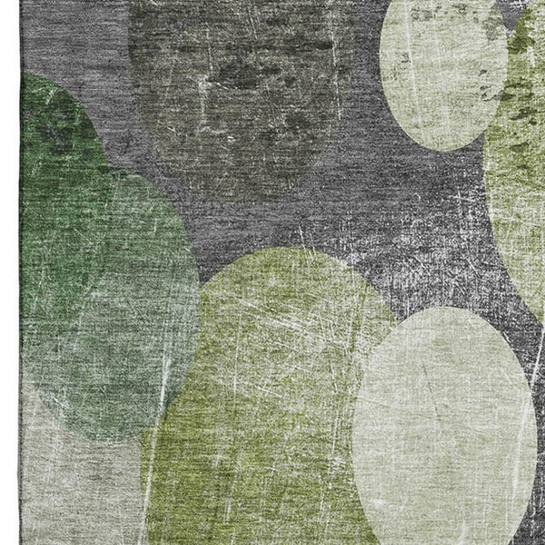 HomeRoots 10' X 14' Green Ivory Gray Abstract Area Rug – Washable, UV Protected, Durable for Family Spaces 648910