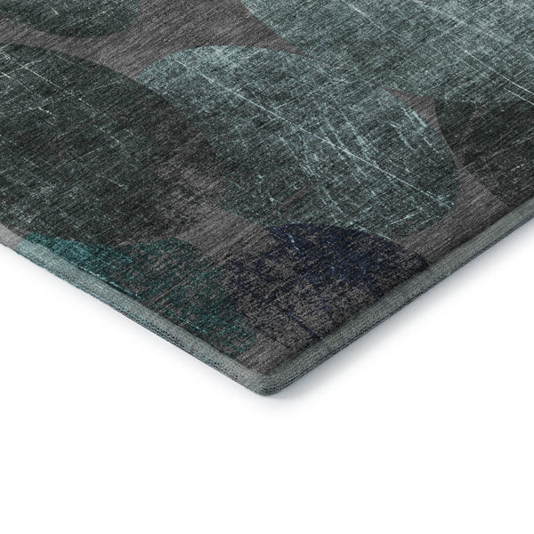 HomeRoots 8' Stylish Teal and Gray Abstract Round Rug with UV Protection - Durable, Washable, and Stain Resistant! 648913