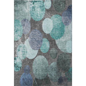 HomeRoots 8' X 10' Teal & Gray Abstract Washable Area Rug with UV Protection - Modern Style for Busy Homes 648914
