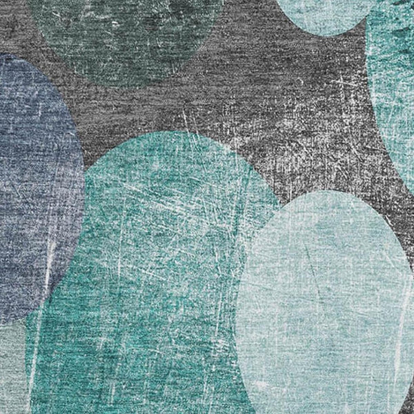 HomeRoots 8' X 10' Teal & Gray Abstract Washable Area Rug with UV Protection - Modern Style for Busy Homes 648914