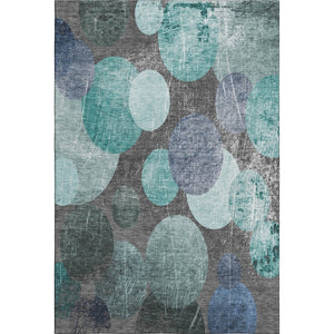 HomeRoots 10' X 14' Teal and Gray Abstract Washable Area Rug – UV Protected, Stain Resistant for Modern Spaces 648916