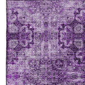 HomeRoots 5' X 8' Eggplant Floral Medallion Area Rug - Washable, Stain-Resistant, UV-Protected Charm for Any Room 648918