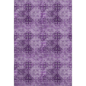 HomeRoots 9' X 12' Eggplant Floral Medallion Area Rug - Washable, UV-Protected, Durable for Family Spaces 648921