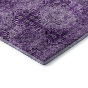 HomeRoots 9' X 12' Eggplant Floral Medallion Area Rug - Washable, UV-Protected, Durable for Family Spaces 648921