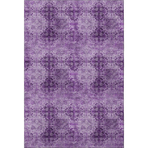 HomeRoots 10' X 14' Eggplant & Ivory Floral Medallion Area Rug - Washable, Durable, UV Protected for Homes 648922