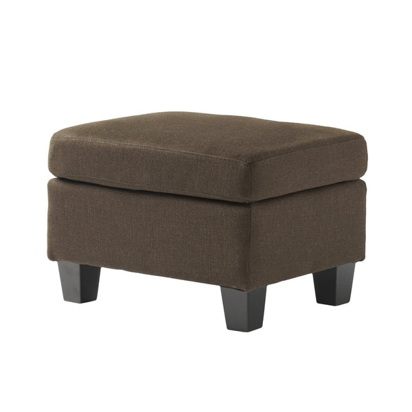 English Elm Upholstered Compact Ottoman with Birch Legs Padded Footrest for Living Room Decor Chocolate N757P377351O