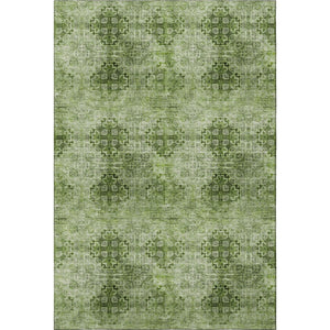 HomeRoots 5' X 8' Olive Green Floral Medallion Area Rug - Durable, Washable, UV Protected for Easy Care & Style 648936