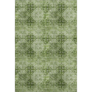 HomeRoots 10' X 14' Olive Green Floral Medallion Area Rug – Washable, UV-Protected, Perfect for Busy Homes! 648940