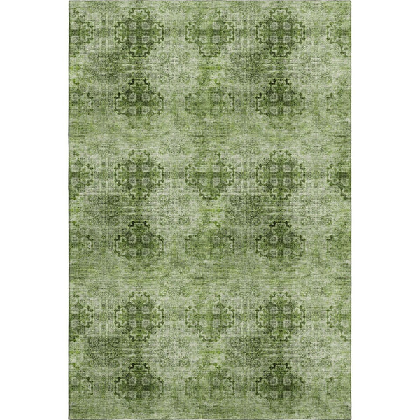 HomeRoots 10' X 14' Olive Green Floral Medallion Area Rug – Washable, UV-Protected, Perfect for Busy Homes! 648940