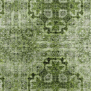 HomeRoots 10' X 14' Olive Green Floral Medallion Area Rug – Washable, UV-Protected, Perfect for Busy Homes! 648940