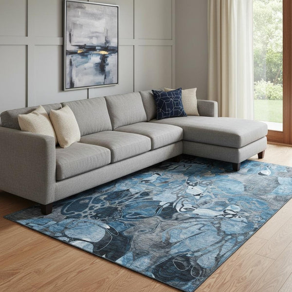 HomeRoots 8' X 10' Washable Floral Area Rug with UV Protection - Stain Resistant, Durable, and Stylish Design 648968