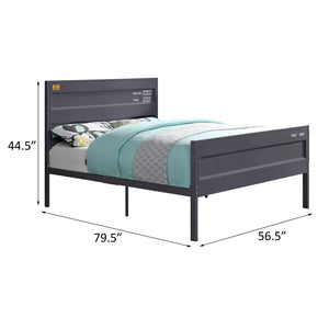 English Elm Gunmetal Cargo-Container Inspired Full Platform Bed with Panel Headboard, Industrial Metal Frame, Box Spring-Free B062P186465