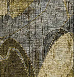 HomeRoots 5' X 8' Floral Area Rug in Brown, Beige & Gold - Washable, UV-Protected, Perfect for Homes with Pets! 648972
