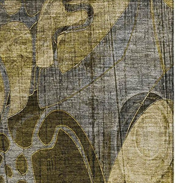 HomeRoots 10' X 14' Elegant Floral Area Rug - Washable, UV-Protected, Durable Design for Family Living Spaces 648976