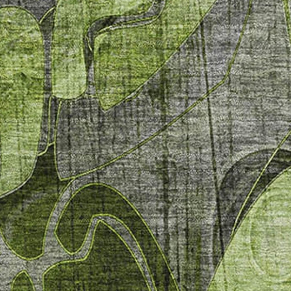 HomeRoots 5' X 8' Fern Green & Gray Floral Area Rug - Washable, UV-Protected, Durable for Kids & Pets! 648978