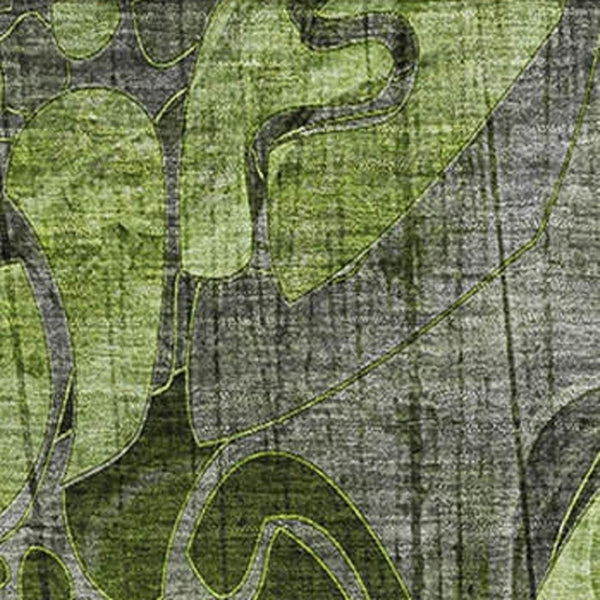 HomeRoots 10' X 14' Fern Green & Gray Floral Washable Area Rug – UV Protected, Durable for Busy Homes! 648982