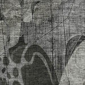 HomeRoots 5' X 8' Stylish Gray and Ivory Floral Area Rug - Washable, UV Protected, Stain Resistant for Durability 648984