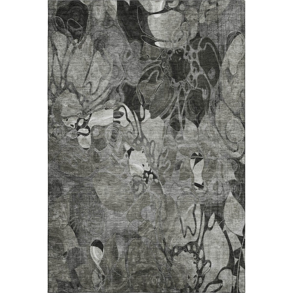HomeRoots 10' Gray and Ivory Floral Area Rug - Washable, UV-Protected, Durable Design for Indoor & Outdoor Spaces 648988