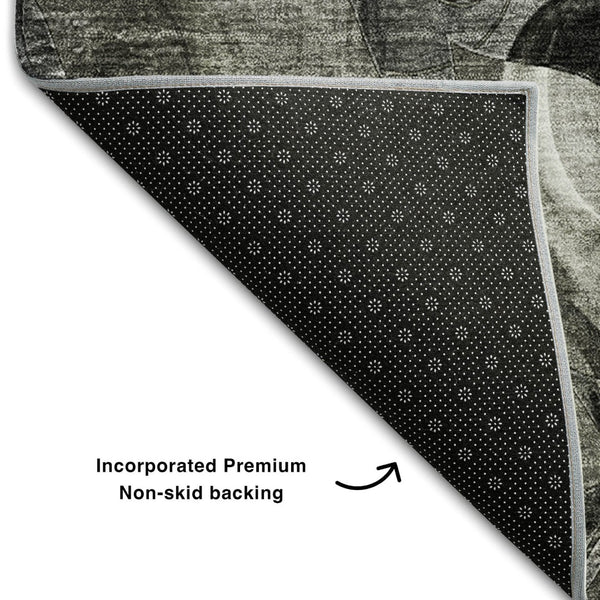 HomeRoots 10' Gray and Ivory Floral Area Rug - Washable, UV-Protected, Durable Design for Indoor & Outdoor Spaces 648988