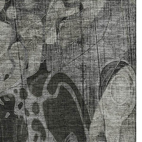 HomeRoots 10' Gray and Ivory Floral Area Rug - Washable, UV-Protected, Durable Design for Indoor & Outdoor Spaces 648988
