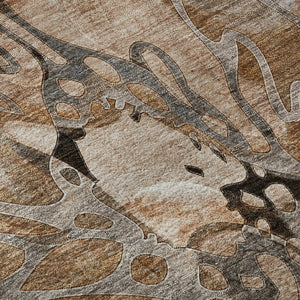 HomeRoots 8' Rust and Gray Floral Area Rug - Washable, UV Protected, Stain Resistant for Indoor/Outdoor Use 648991