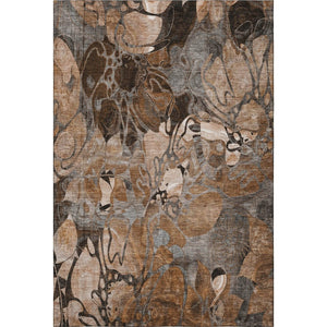 HomeRoots 9' X 12' Elegant Rust and Gray Floral Washable Area Rug with UV Protection for Busy Homes 648993