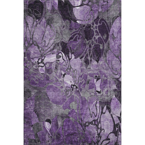 HomeRoots 5' X 8' Purple Floral Area Rug – Washable, UV Protected, Stain Resistant for High-Traffic Homes 648996