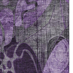 HomeRoots 5' X 8' Purple Floral Area Rug – Washable, UV Protected, Stain Resistant for High-Traffic Homes 648996