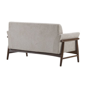 English Elm Christopher Knight Home® - Boucle Mid-Century Flared Arms Loveseat with Elm Legs — Plush Bouclé Upholstery, Cozy Modern Accent (57.5") Almond,Walnut N771P294675V
