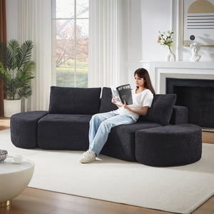 English Elm [video]106.3-inch V-shape Modular Chenille Sectional Sofa with Ottomans for Living Rooms W3505P383965