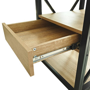 English Elm Set Of 2 Modern End Tables With Drawer - Industrial Style Nightstands For Stylish Storage & Decor W241P246921-GIGA