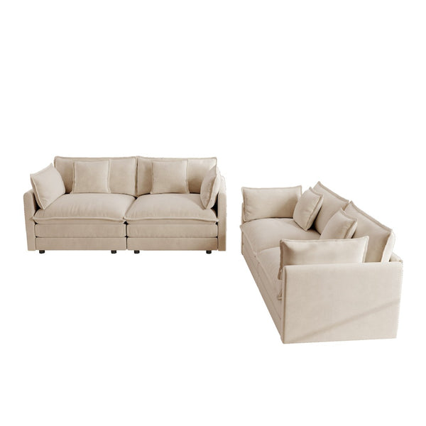 English Elm 2 Piece Chenille Sofa Set Modular Living Room Couch with High Density Foam Seating W714S00897